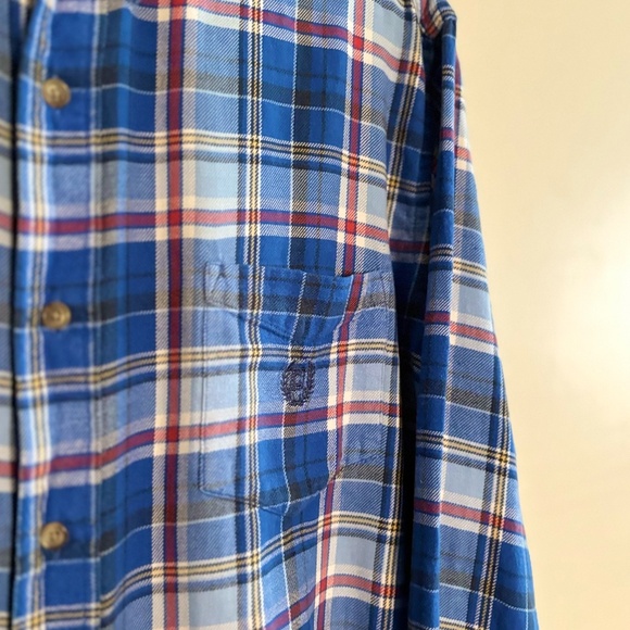 Vintage Chaps Blue & Red Plaid Lightweight Flannel Button Down Shirt - Picture 7 of 15